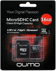 ����� microSDHC 16Gb QUMO CL10 + SD 90/20 Mbs