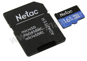  microSDHC 16Gb Netac CL10 + SD 80/10 Mbs