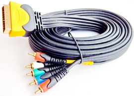 Шнур СКАРТ шт -- 5RCA шт 3m RGB Gold "VOTO" (8305)