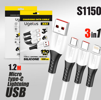 ���� USB-C+Light+MIC - USB-A 1.2m 6� Ugetus X83 ���. PK